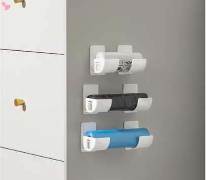 2 Pair Wall Mounted Trash Bags Holder Garbage Bag Storage Box Organizer Plastic Bag Film Container Dispenser For Kitchen Shelf