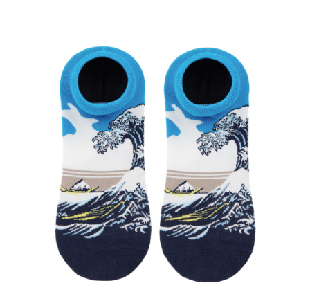 IDENTITY Printed Ankle Socks - The Great Wave Off Kanagawa
