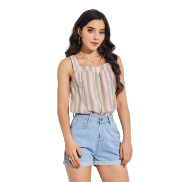 Lovito Women Boho Striped Pattern Tank Top LBL08006