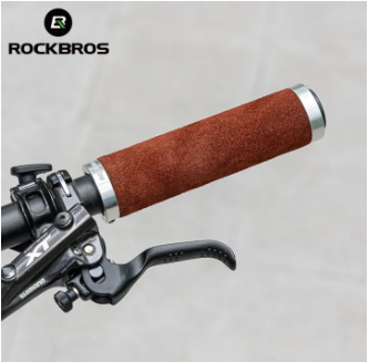 ROCKBROS Leather Handlebar Anti-slip MTB Handle Grips Shockproof Road Bicycle Grips Bike Accessories