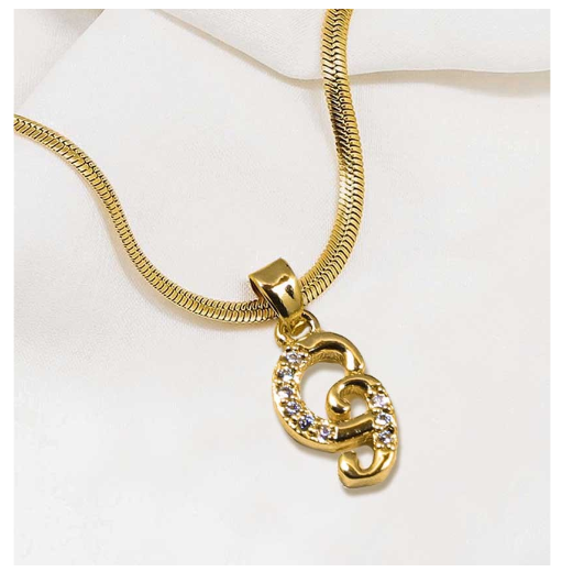 LAJ 18k Gold Stainless Steel Initial A-Z Necklace SLP116 LETTER with LX873D FREEBOX G