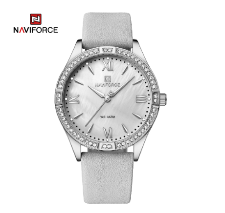 Naviforce NF5038 Women Luxury Brand Fashion Ladies Quartz Diamond Simple Rose Gold Wrist Watch GRAY