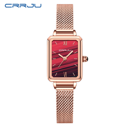 CRRJU Women's Watch Top Luxury Brand Casual Fashion Business Analog Quartz Stainless Steel Waterproof 2173 X RED