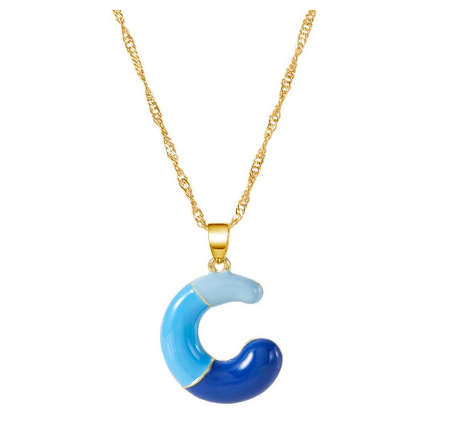 Fashion Simple English Capital A-Z Necklace Colorful 26 Letters Necklaces For Men And Women Jewelry Gifts Drip Oil Summer Letter C