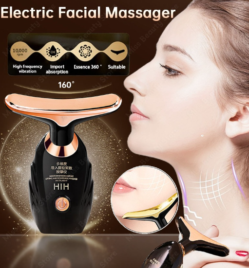 HIH Face Beauty Instrument Sonic Vibration Lifting Fit Facial Neck Massager Firming Massager