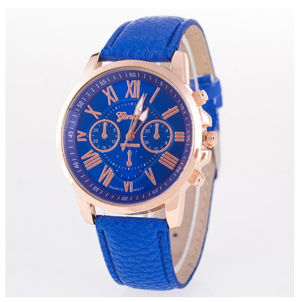 Geneva double face belt watch multi color leisure quartz Roman lettered fake three eye men's and women's universal watch M7