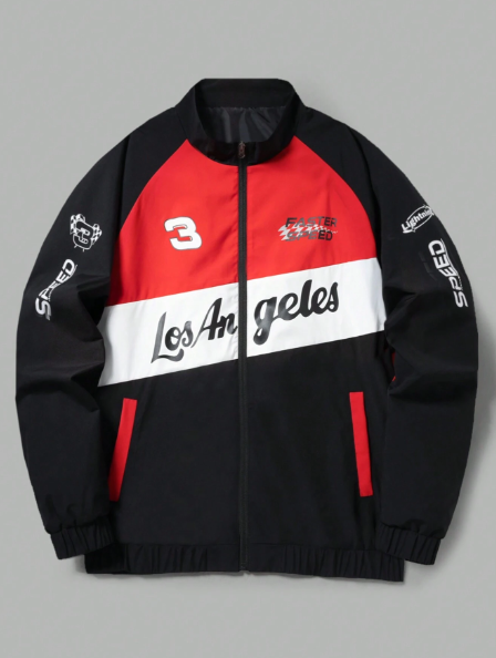 Manfinity EMRG Men's Contrast Print Zip-Up Long Sleeve Jackets & Coats