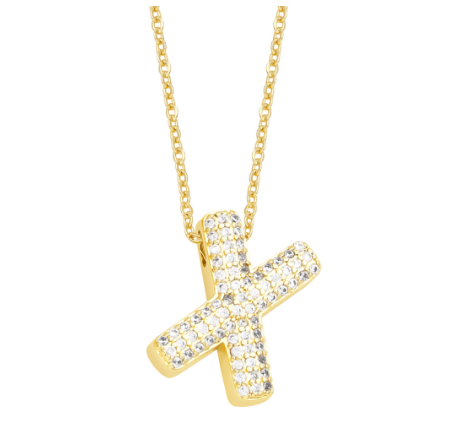 Fashion Clear Crystal A-Z Initial Necklace for Women Copper Gold Plated 26 Letters Pendant Name Jewelry Gifts X