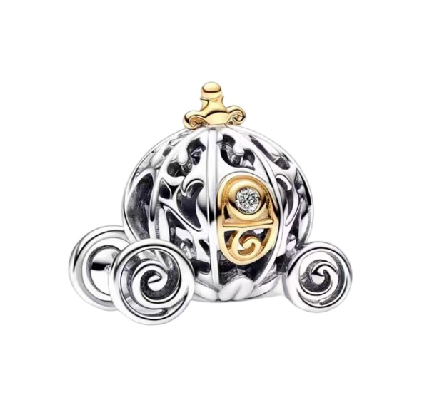 S925 Pandora Disney Series Charm Pendant Pumpkin Car with Beadles Suitable for Pandora Bracelet Exquisite Jewelry Gift s31