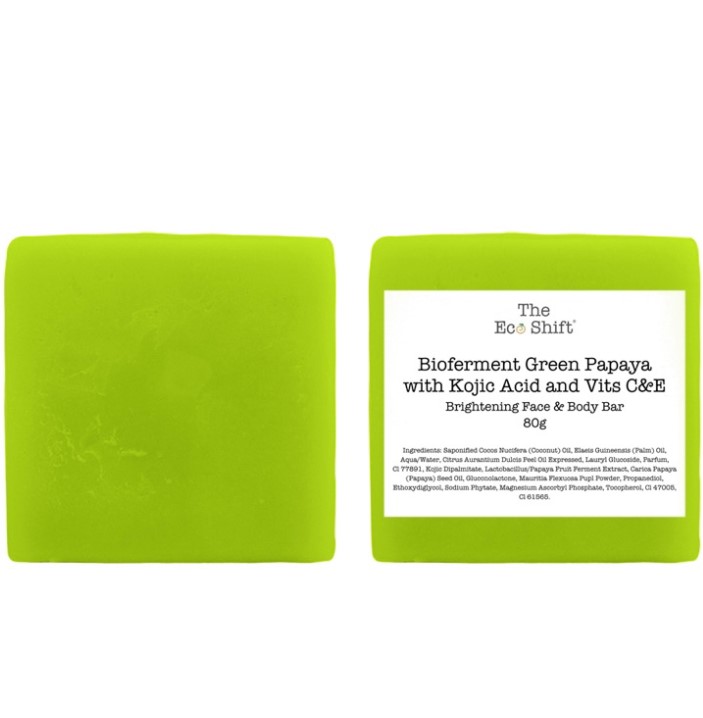 Brightening Face & Body Bar Bioferment Green Papaya with Kojic Acid Vits C&E