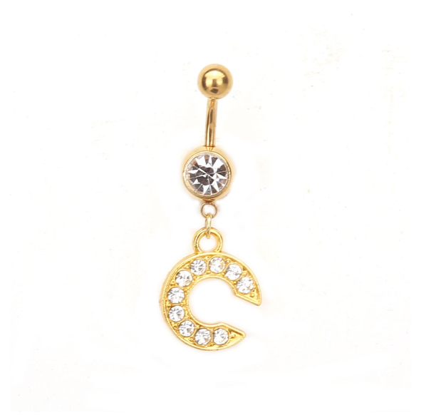 Body Piercing Drop Dangle Belly Button Rings Navel 26 Letter Ring Jewelry Sexy C