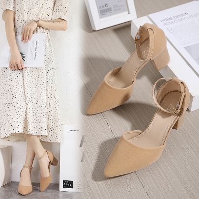 【Crystal】KOREAN ANZ 1INCH HEELS HALF SHOES GK-100