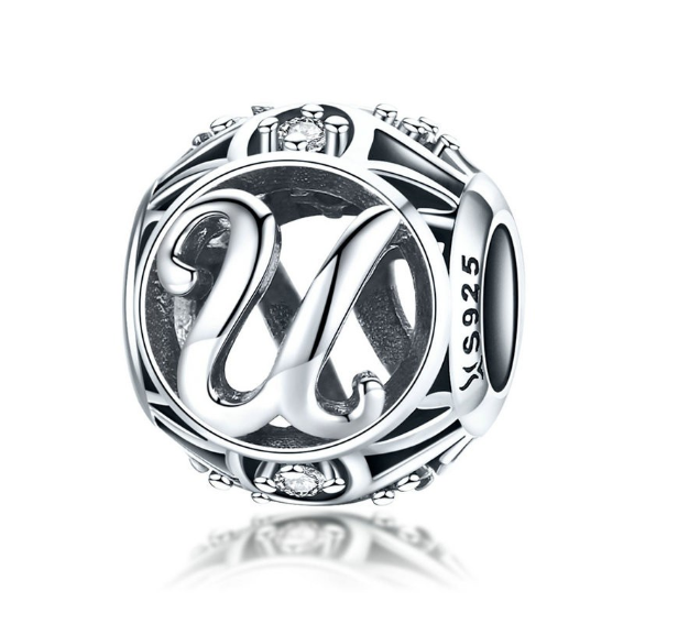 Bamoer 26 Letters A to Z Charm Sterling Silver 925 Bead For Bracelet & Necklace DIY Fashion Accessories U