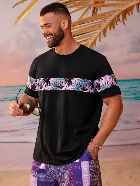 Manfinity RSRT Men's Plus Size Knitted Casual Short Sleeve T-Shirt