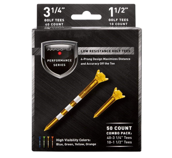 Maxfli Performance Series Low Resistance 3 1/4'' & 1 1/2'' Assorted Golf Tees - 50 Pack