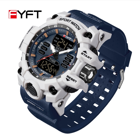 FYFT Luxury Brand Men's Watch High end Waterproof Watch Multifunctional Outdoor Sports Men's Watch-5 WHITE BLUE