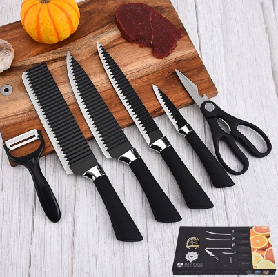 JS 6pcs Kitchen Knife Set with Non-Stick Coating