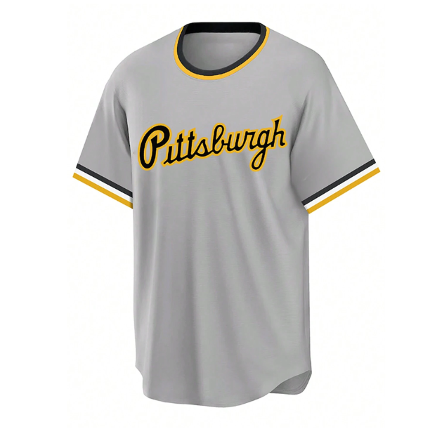 Men's Embroidery Baseball Jersey 21 Gray Casual Short Sleeve V-Neck Button T-Shirts Party Sports Top