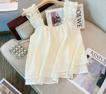 Lovito Women Cute Plain Frill Tank Top LNA27095 White