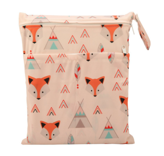 30x37cm Cloth Diaper Wet Dry Bags Double Zipper Mixed Color Printed Portable Waterproof Dag Storage Bag Swimwear Bag C47