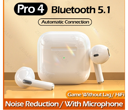 Pro 4 TWS Bluetooth Earphones with Microphone Earpads For Android Airbuds Wireless Headset Earbuds
