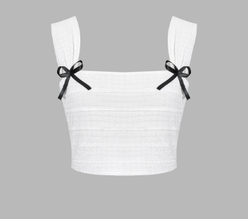 Lovito Cute Plain Bow Front Tank Top for Women L54ED050 (White)