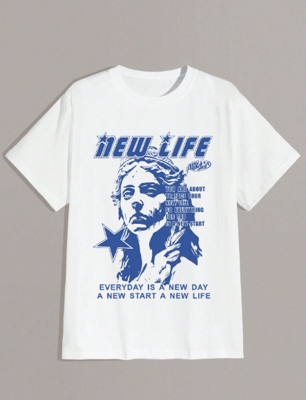 Big & Tall Men's Casual Summer Graphic Text Print T-Shirt