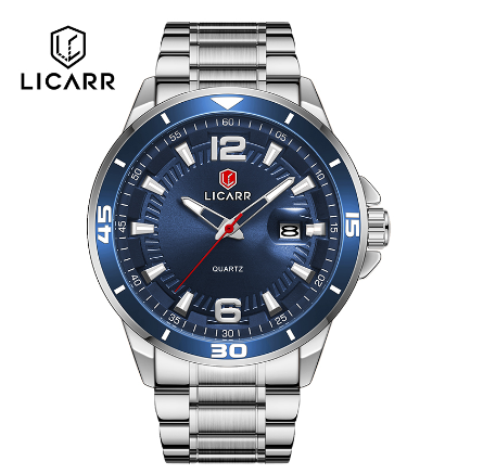 LICARR Brand Luxury Men's Watches Fashion Stainless Steel Waterproof Casual Quartz Business Wrist Watch 9525 03