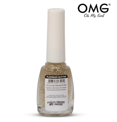 OMG Nail Polish Platinum Glitter 10mL