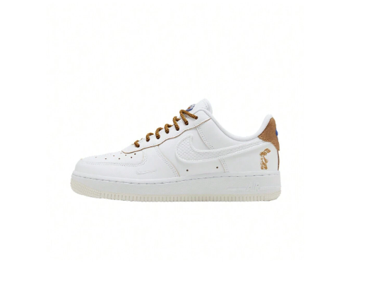 Nike Air Force 1 Comfortable Retro Low-Top Skateboarding Shoes For Women, White/Brown, HF5716-111, Slip-Resistant And Cushioned