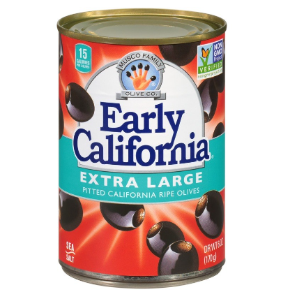 Early California  Extra-Large Pitted California Ripe Black Olives 170g