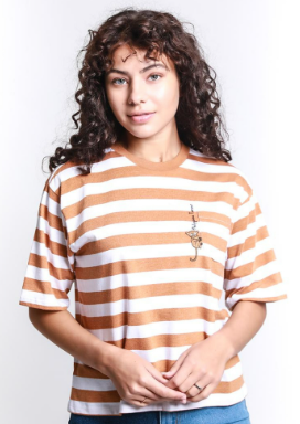 BENCH  Women's Oversized Striped Graphic Tee YFL0930