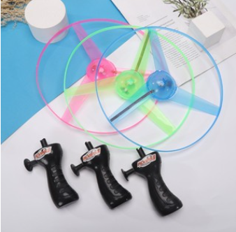 Kids Drawstring flying Saucer UFO Toy Children Drawstring Flashing flying Frisbee