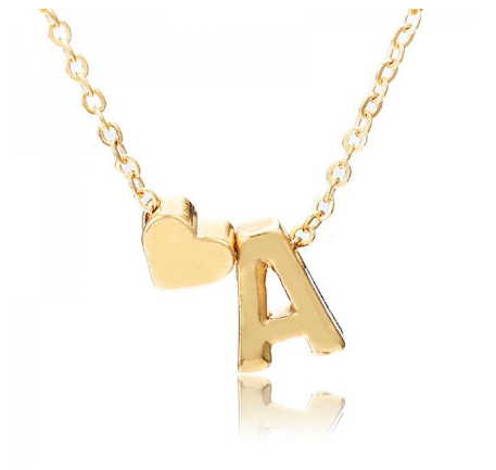 Necklace 26 Letter Pendant Necklace Women Peach Heart Shaped Clavicle Chain Necklace Accessories A