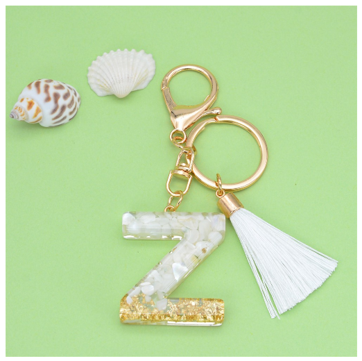 1Pc Gold Tassel Alphabet Keychain English Letter Keyring Glitter Gradient Resin Gold Leaf Crafts Car Mirror Handbag Charms Z