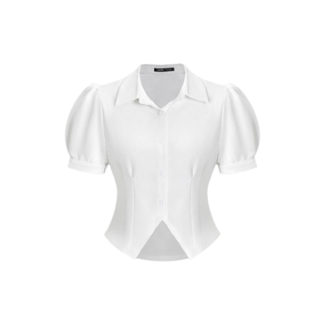 Lovito Plain Button Y2K Puff Sleeve Blouse L52AD035