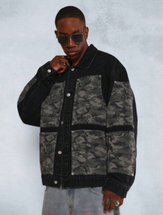 SUMWON Camo Printed Carpenter Denim Jacket