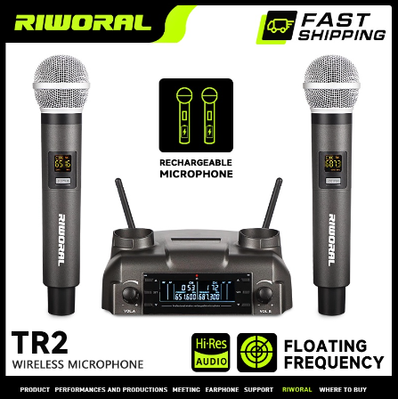 RIWORAL TR2 UHF Wireless Metal Microphone Rechargeable Connect Active Speakers Or Car AUX Interface