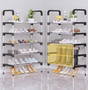 6 Layer Foldable Shoe Rack Stainless Steel Stackable Shoe Organized Stand Rack