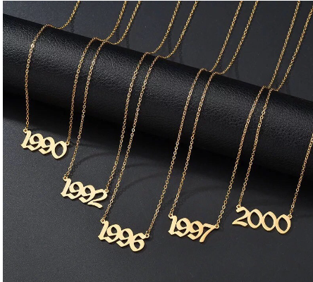 1991-2000 Stainless Steel Year number pendant necklace