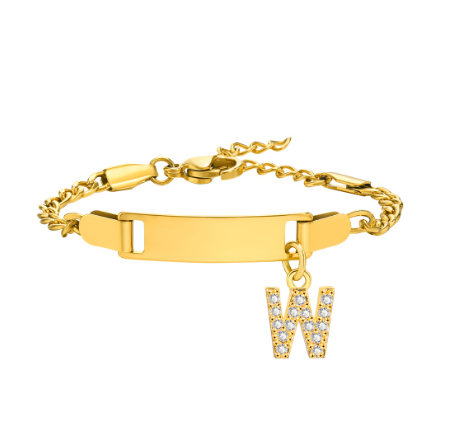 Vnox Baby Name Bracelet with Letter Pendant,Toddler Child ID Bracelet Girl Boy Birthday Gift W