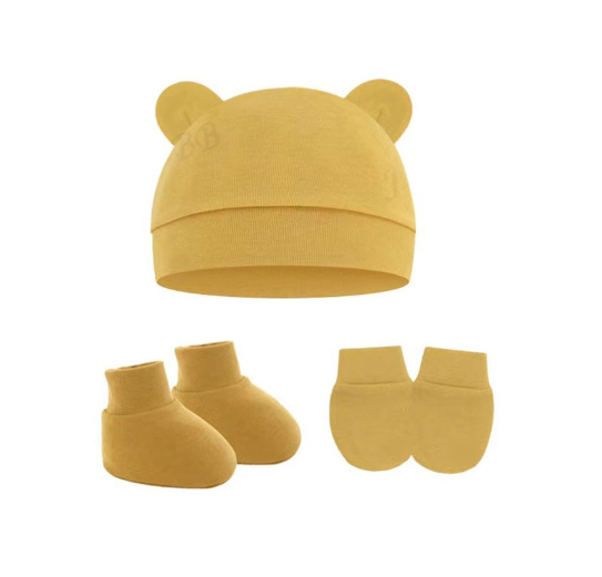 Baby hat Baby Mittens Booties Set newborn cap infant hats fashion Soft Cotton newborns Beanie 35