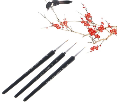 3Pcs Miniature Paint Detail Brush 0/ 00/ 000 Wolf Hair Professional Fine Detailing For Art Supplies Drawing Art Pen Paint Brush