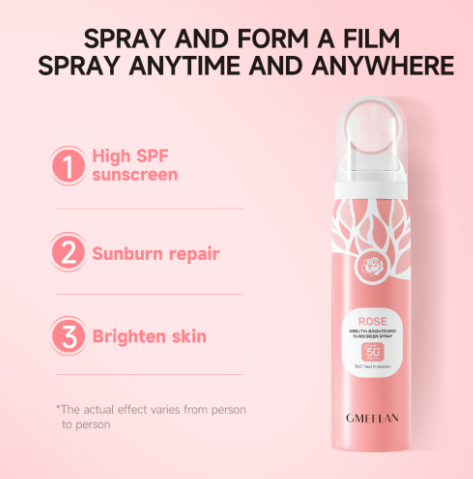GMEELAN Rose Arbutin Brightening Sunscreen Spray SPF50+ PA++++ Outdoor Anti-sunburn