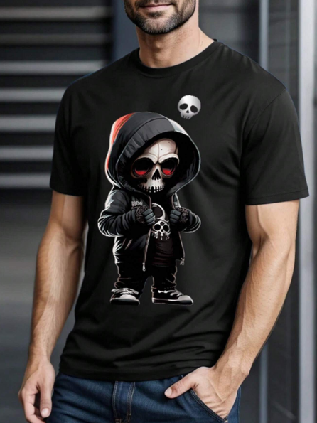 Manfinity LEGND Men's Plus Size Skull Print Round Neck Short Sleeve T-Shirt