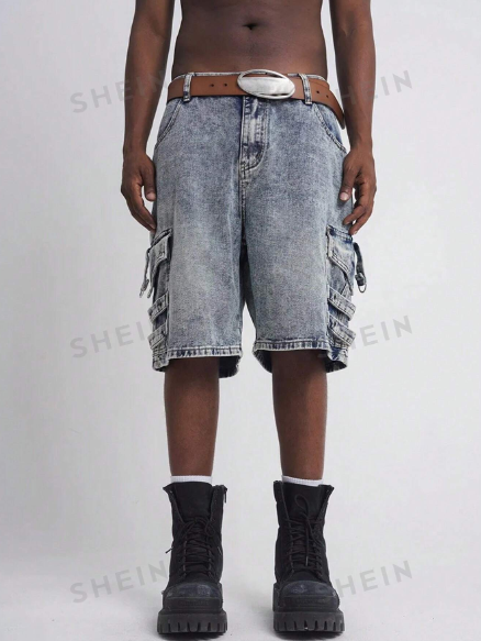 ROMWE Street Life Men's Cargo Style Denim Shorts