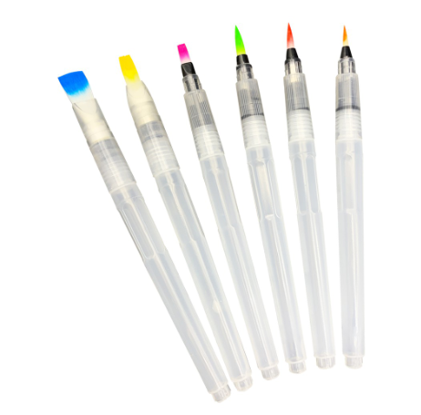 Seamiart Different Shape Large Capacity Barrel Water Pen For Watercolor Painting 6 Pcs