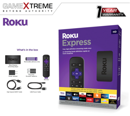 Roku Express 3930 HD Streaming Media Player with HDMI Cable and Remote