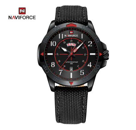 Naviforce Men Brand Fashion Sports LED Analog Digital Quartz Waterproof Wristwatch RED BLACK
