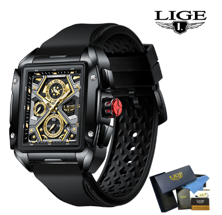 LIGE Official Watch Men Sport Waterproof Luminous Watches Chronograph Quartz Automatic Date Wrist Watch ALL BLACK